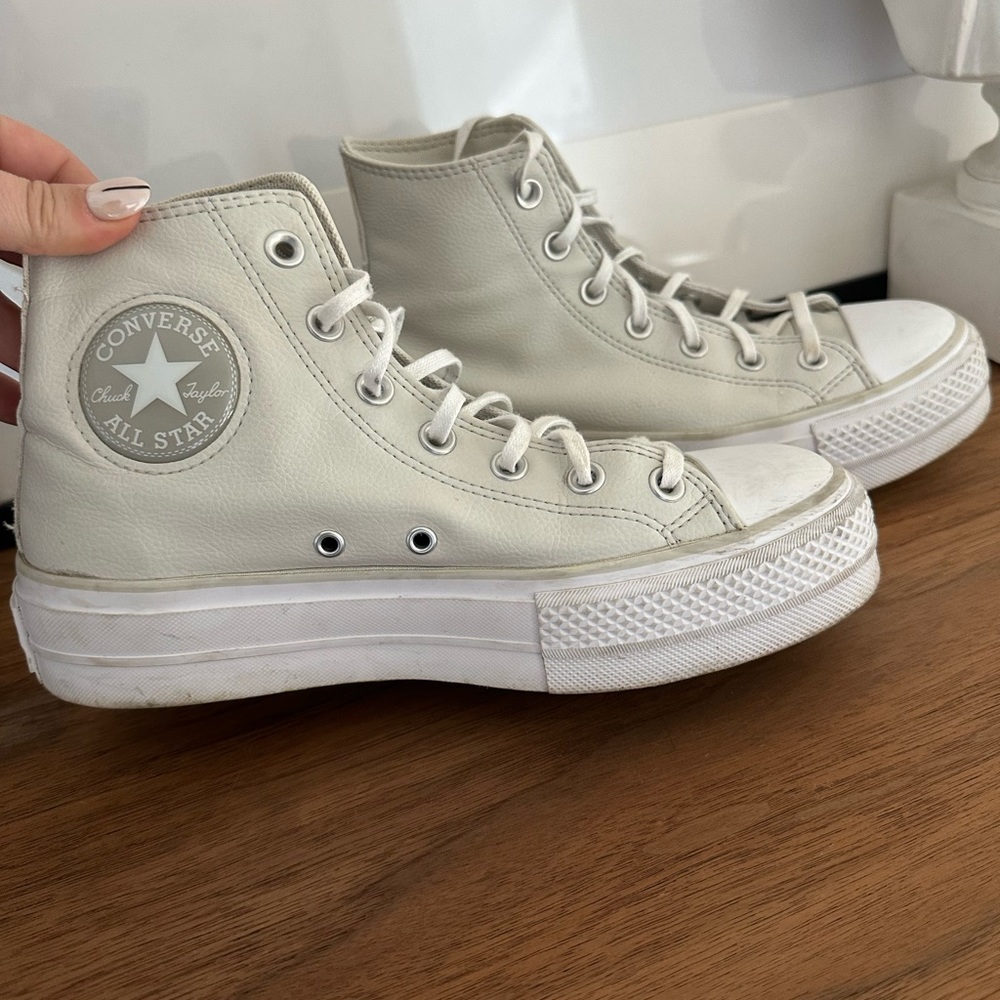 Leather platform converse